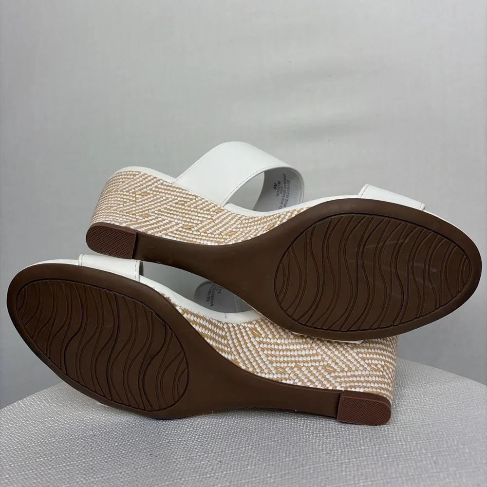 IMPO Vernette White Wedge Sandals Women’s Size 8 New(B96)”✨